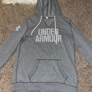 Size M grey colored Under Armor sweatshirt. Good condition.